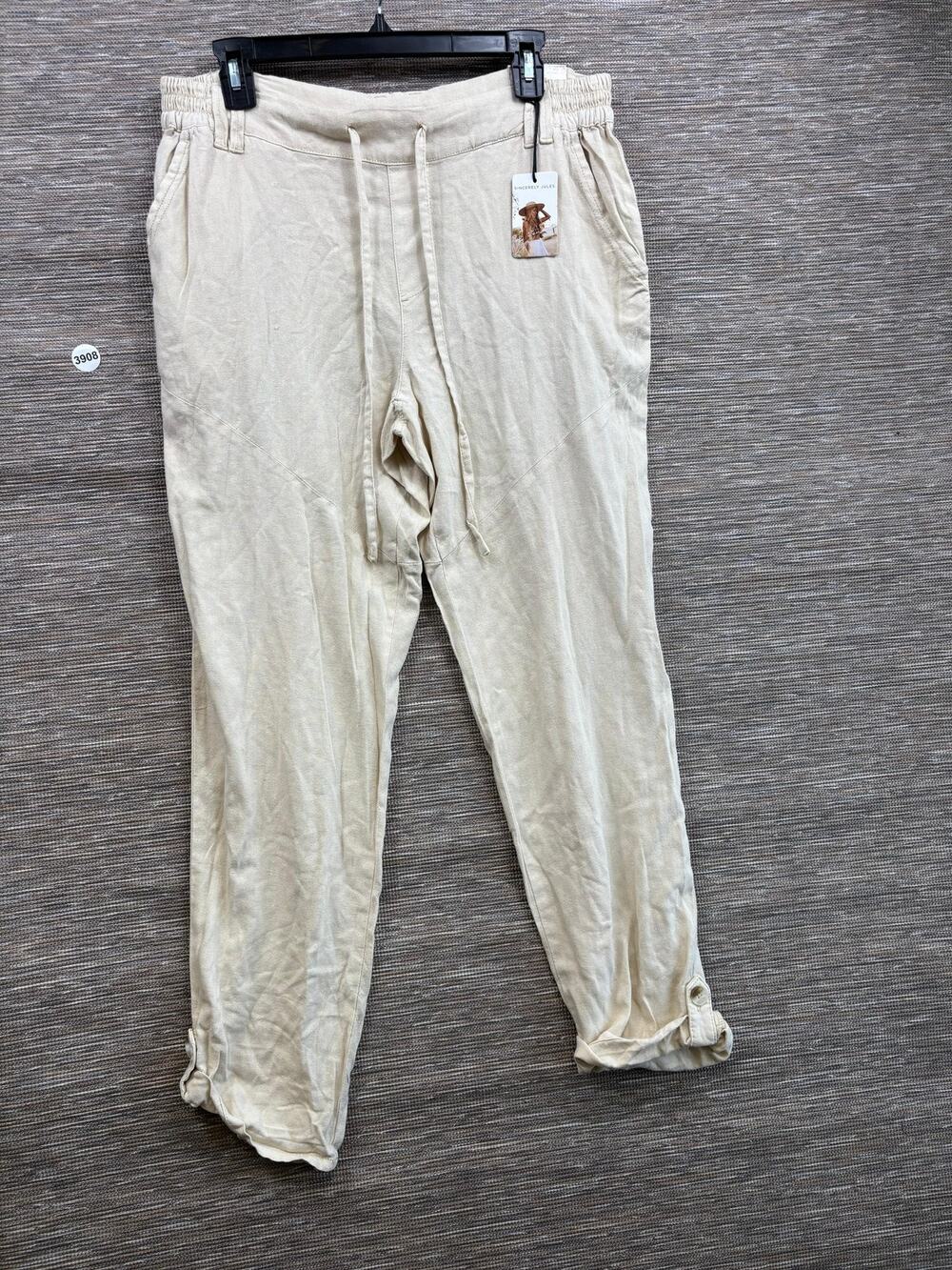 Sincerely Jules Pants Womens Sz M Beige Convertible Jogger Elastic Waist Casual